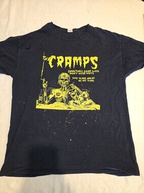 Fruit of the Loom The Cramps Black Short-Sleeve Tee with Yellow Graphic Band Art